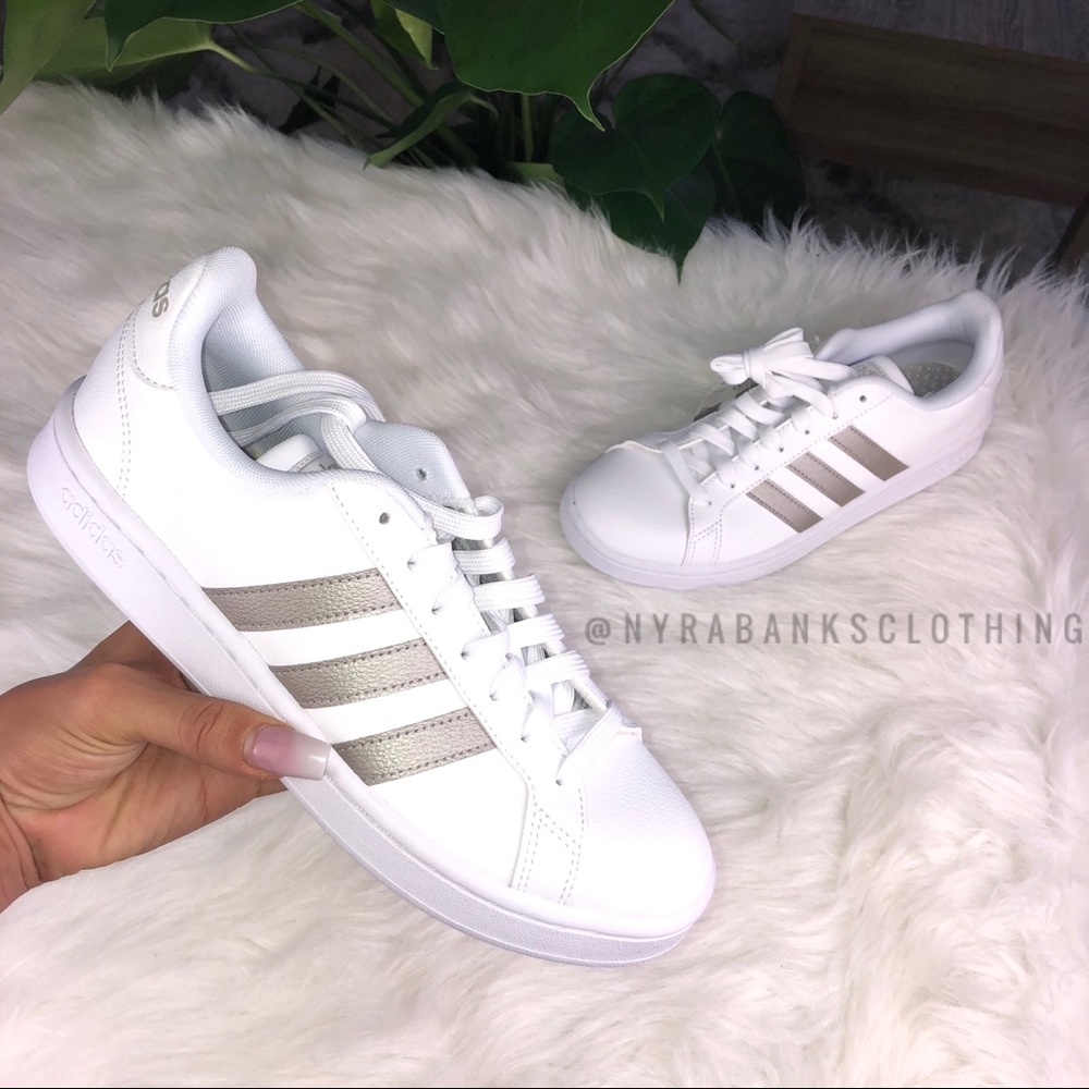 Adidas: Platinum Grand Court Athletic Sneakers